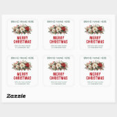 Merry Christmas | Festive Flowers Candle Labels スクエアシール (シート)