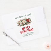 Merry Christmas | Festive Flowers Candle Labels スクエアシール (封筒)