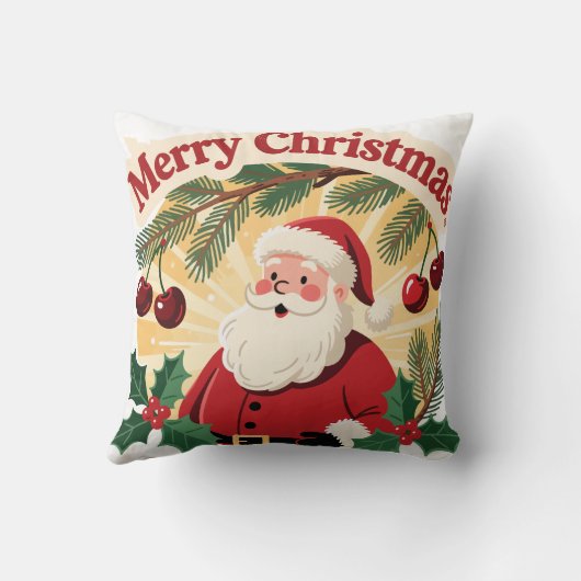 Merry Christmas Festive Holiday Design クッション (裏面)