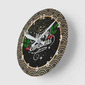 Merry Christmas, festive holiday design, ラウンド壁時計 (傾斜)
