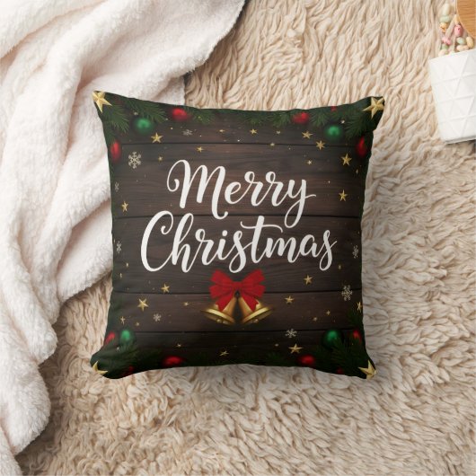 Merry Christmas Festive Holiday Throw Pillow クッション (ブランケット)