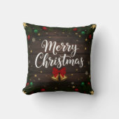 Merry Christmas Festive Holiday Throw Pillow クッション (正面)