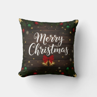 Merry Christmas Festive Holiday Throw Pillow クッション