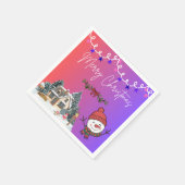 Merry Christmas Festive Napkin スタンダードカクテルナプキン (角)