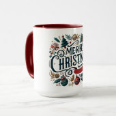 Merry Christmas Festive Ornamental Family マグカップ (正面左)