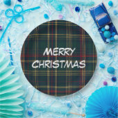 Merry Christmas Festive Plaid Paper Plates ペーパープレート (パーティー)