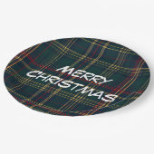 Merry Christmas Festive Plaid Paper Plates ペーパープレート (アングル)