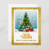 Merry Christmas | Festive Tree & Gifts Holiday シーズンカード (正面/裏面)