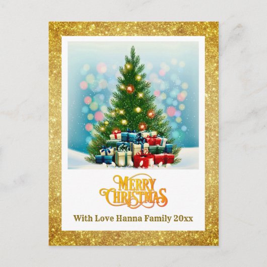 Merry Christmas | Festive Tree & Gifts Holiday シーズンポストカード (正面)