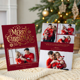 Merry Christmas Festive Typography Holiday 箔シーズンカード