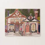 Merry Christmas Festive Winter Village Original ジグソーパズル<br><div class="desc">Original illustration of a village scene with inn and cafe decorated for christmas. © Becky Nimoy 2020</div>
