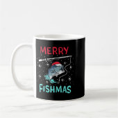 Merry Christmas Fishmas Funny Fishing Fish Gift Pr コーヒーマグカップ (左)