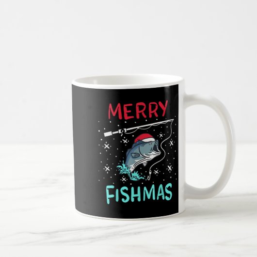 Merry Christmas Fishmas Funny Fishing Fish Gift Pr コーヒーマグカップ (右)