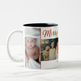 Merry Christmas Five Photo Mug – Custom Holiday ツートーンマグカップ