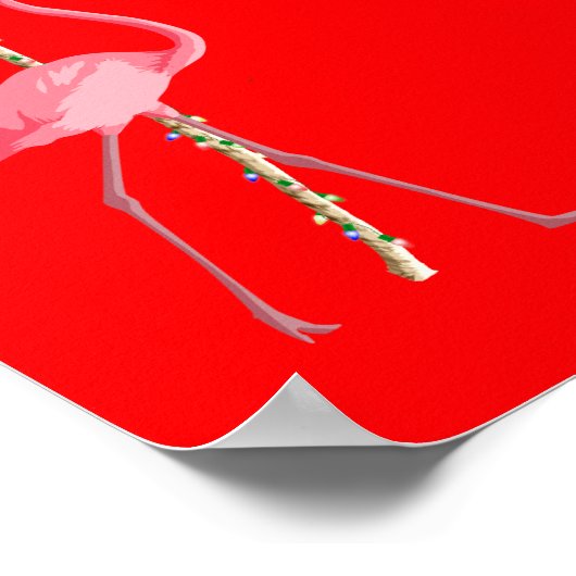 Merry Christmas Flamingo ポスター (角)