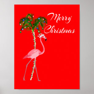 Merry Christmas Flamingo ポスター