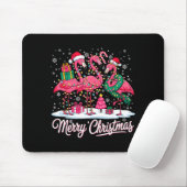 Merry Christmas Flamingo Lights Santa Hat Snow Xma マウスパッド (マウス)