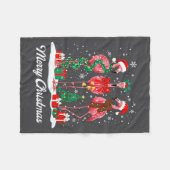 Merry Christmas Flamingo Santa Hat Christmas Light フリースブランケット (正面(横))