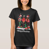 Merry Christmas Flamingo Santa Hat Christmas Light Tシャツ (正面)