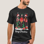 Merry Christmas Flamingo Santa Hat Christmas Light Tシャツ (正面)