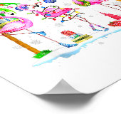 Merry Christmas Flamingo Xmas Palm Tree Light Trop ポスター (角)