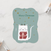 Merry Christmas Flat Greeting Card Cat カード (正面/裏面インサイチュ)