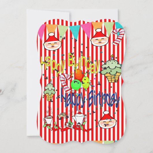 Merry Christmas Flat Greeting Card Happy Birthday カード (裏面)