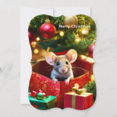 Merry Christmas Flat Greeting Card Mouse カード (正面)