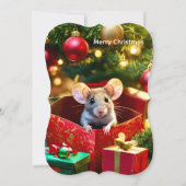 Merry Christmas Flat Greeting Card Mouse  カード (裏面)