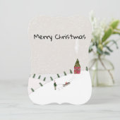 Merry Christmas Flat Greeting Card Snow カード (スタンド正面)