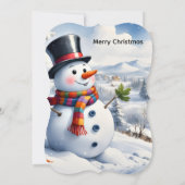Merry Christmas Flat Greeting Card Snowman カード (裏面)