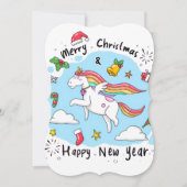 Merry Christmas Flat Greeting Card Unicorn  カード (正面)