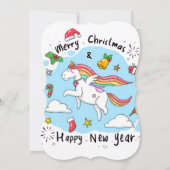 Merry Christmas Flat Greeting Card Unicorn  カード (裏面)