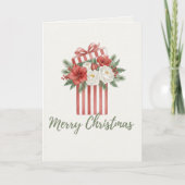 Merry Christmas Floral Gift Box Card シーズンカード (正面)