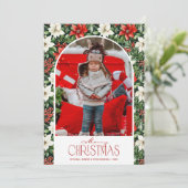 Merry Christmas Floral Photo シーズンカード (スタンド正面)