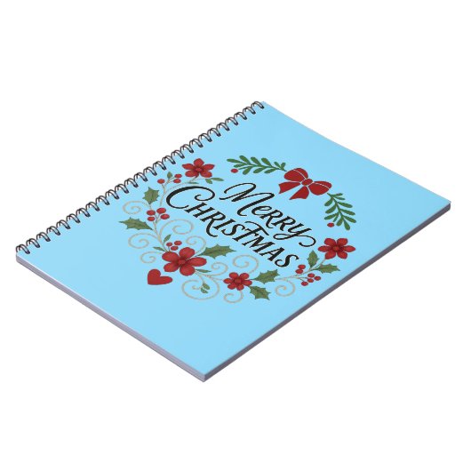 Merry Christmas Floral Wreath Notebook ノートブック (左側)