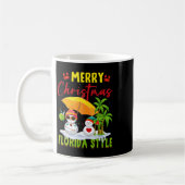 Merry Christmas Florida Style Snowman Summer Vacat コーヒーマグカップ (左)