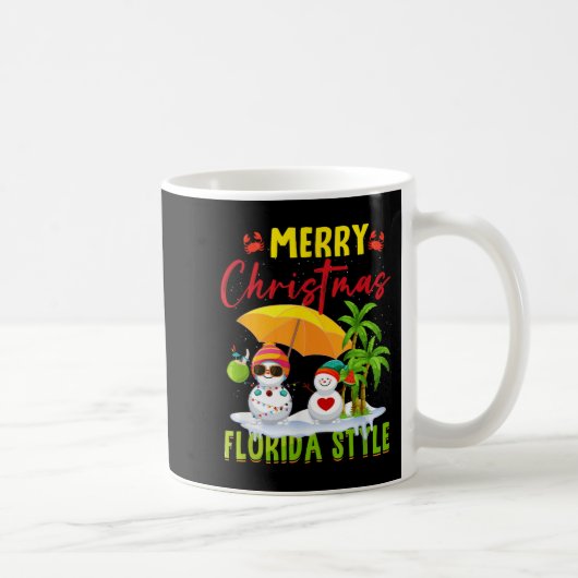 Merry Christmas Florida Style Snowman Summer Vacat コーヒーマグカップ (右)