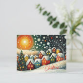 Merry Christmas Folk Art Village, Christmas Tree  シーズンポストカード (スタンド正面)