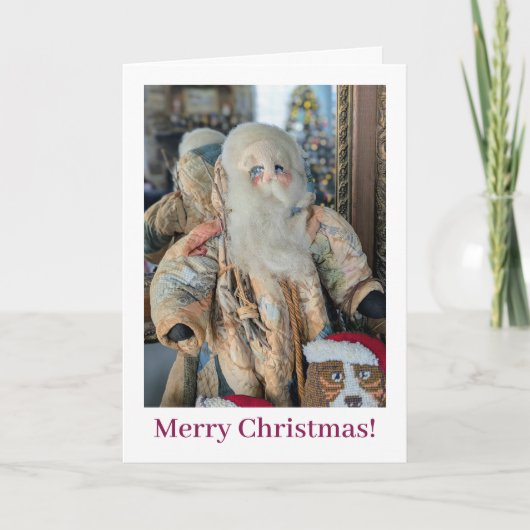 Merry Christmas Folk Santa Claus カード (正面)