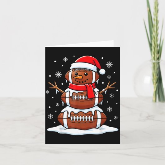 Merry Christmas Football Snowman Holiday Srts Xmas カード (正面)