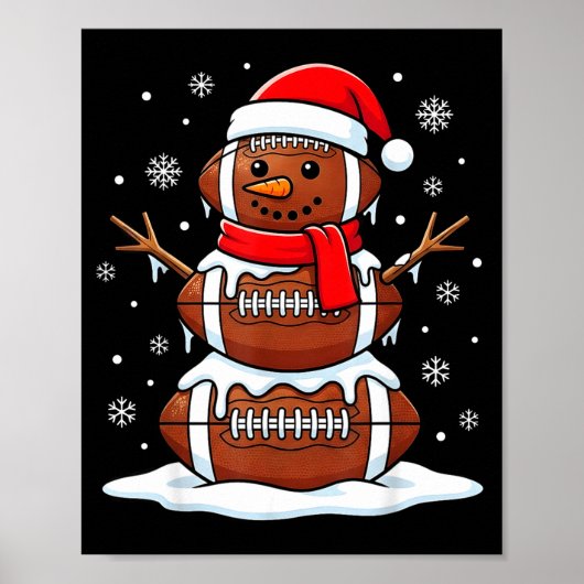 Merry Christmas Football Snowman Holiday Srts Xmas ポスター (正面)