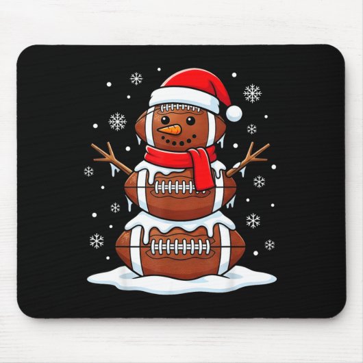 Merry Christmas Football Snowman Holiday Srts Xmas マウスパッド (正面)