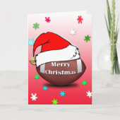 Merry Christmas Football With Santa Hat Card シーズンカード (正面)