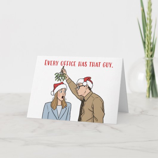 Merry Christmas For Coworker Creepy Office Guy シーズンカード (正面)