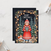 Merry Christmas Forest Girl カード (正面/裏面インサイチュ)