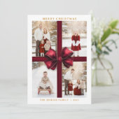 Merry Christmas Four Photo Card with Red Ribbon 招待状 (スタンド正面)