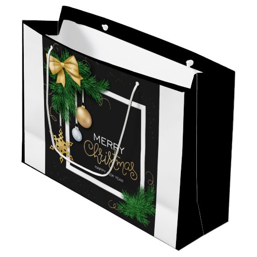 Merry Christmas Frame  Large Gift Bag ラージペーパーバッグ (正面アングル)