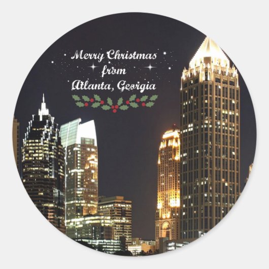Merry Christmas from Atlanta, Georgia クラシック Roun ラウンドシール (正面)