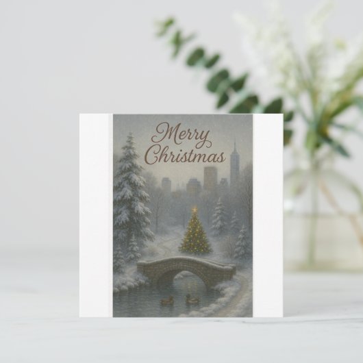 Merry Christmas from Central Park – Elegant Winter カード (スタンド正面)